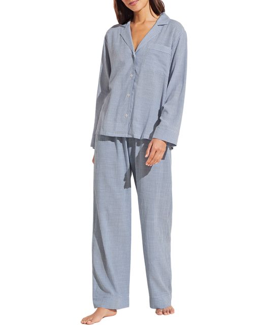 Eberjey Blue Nautico Stripe Long Sleeve Top & Pants Pajamas