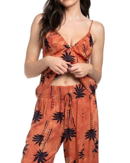 MIDNIGHT BAKERY Orange Palm Print Pajamas