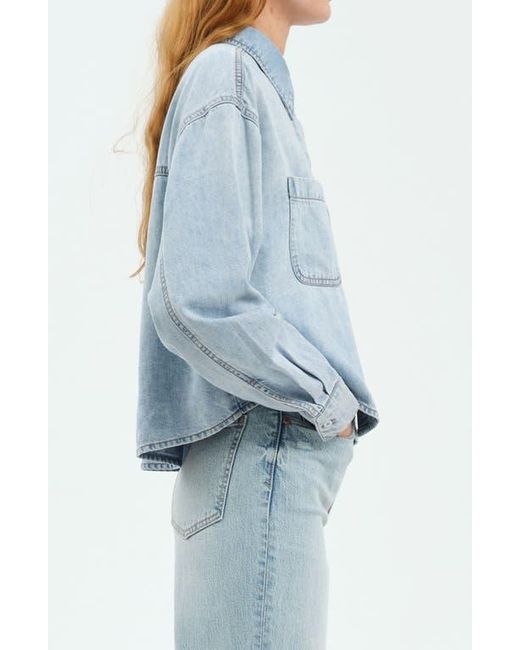 DAZE Blue The Editor Crop Denim Button-Up Shirt