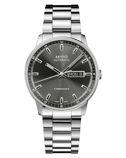 MIDO Gray Commander Datoday Automatic Bracelet Watch, 40Mm for men