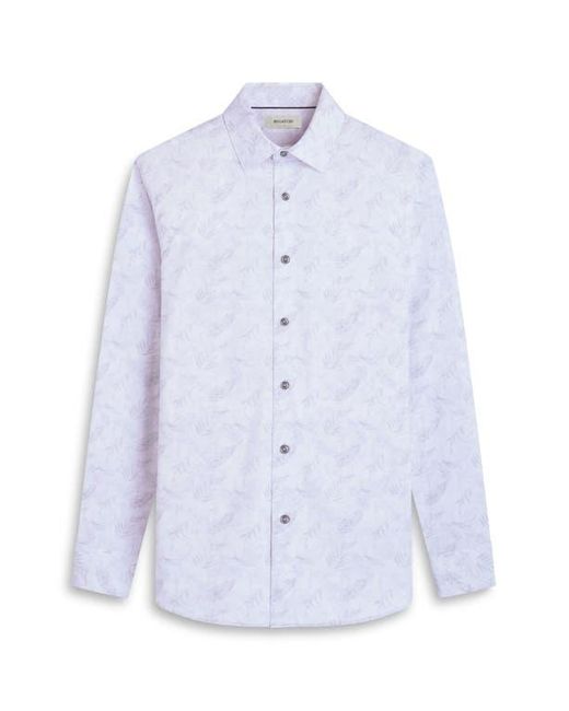 Bugatchi White Jimmy Ooohcotton Leaf Print Button-Up Shirt for men