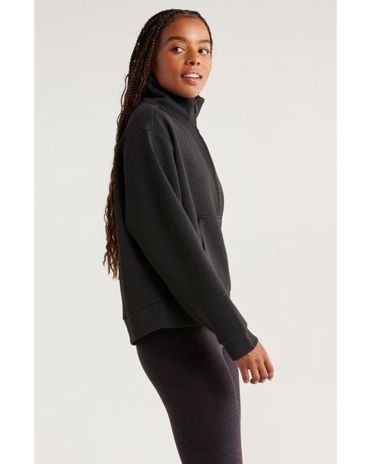 Zella Black Textured Half Zip Pullover