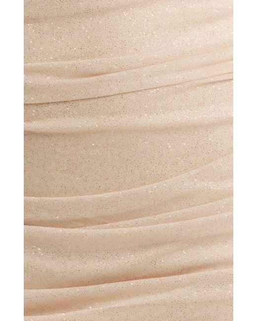 Jump Apparel Natural Ruched Glitter Long Sleeve Minidress