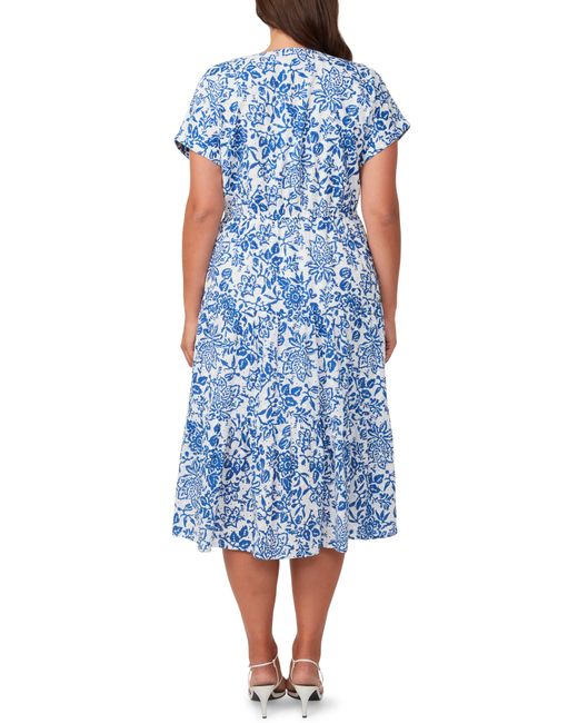 Estelle Blue Cote Dazur Embroidered Midi Dress