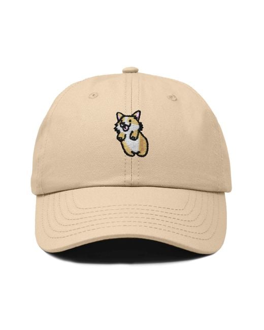 Alix Natural Leaping Corgi Embroidered Cap