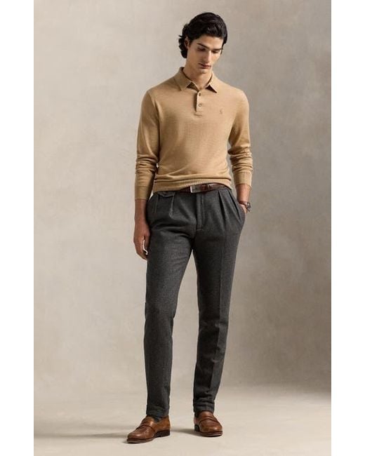 Polo Ralph Lauren Black Long Sleeve Wool Polo Sweater for men