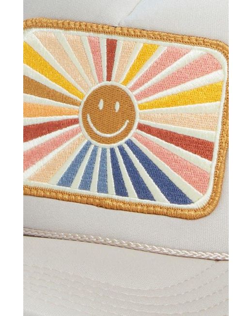Friday Feelin Metallic Sunray Smile Patch Trucker Hat