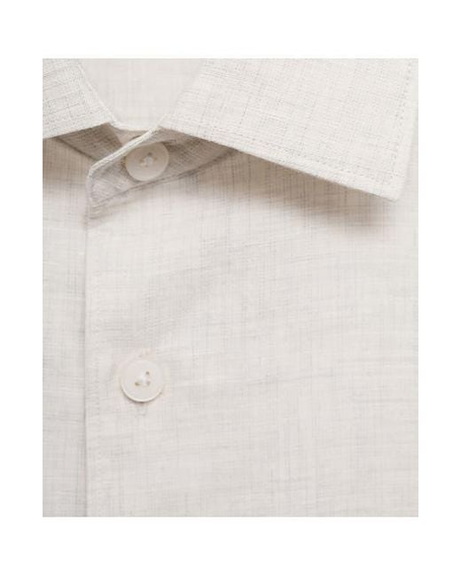Mango White Regular Fit Cotton & Linen Button-Up Shirt for men