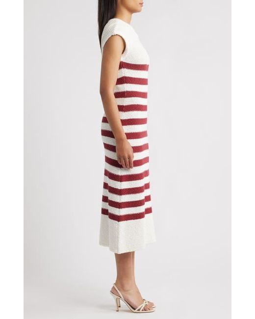 ZOE AND CLAIRE Red Placed Stripe Cotton Sweater Dress