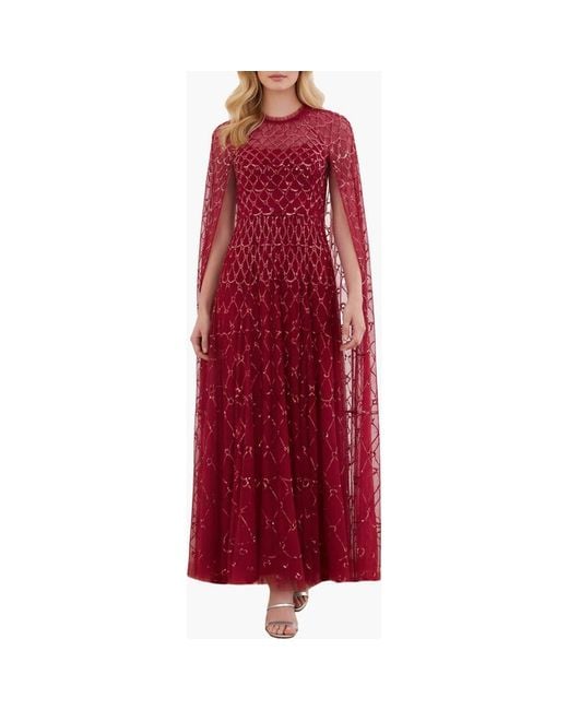 Needle & Thread Red Heart Lattice Cape Ankle Gown