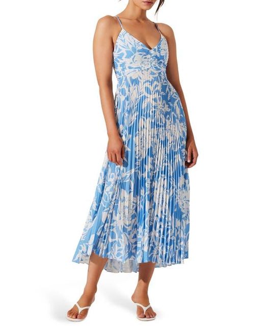 Astr Blue Blythe Pleated Maxi Dress