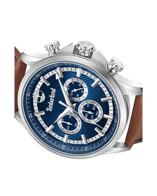Timberland Blue Bernardston Multifunction Chronograph Leather Strap Watch, 45Mm for men
