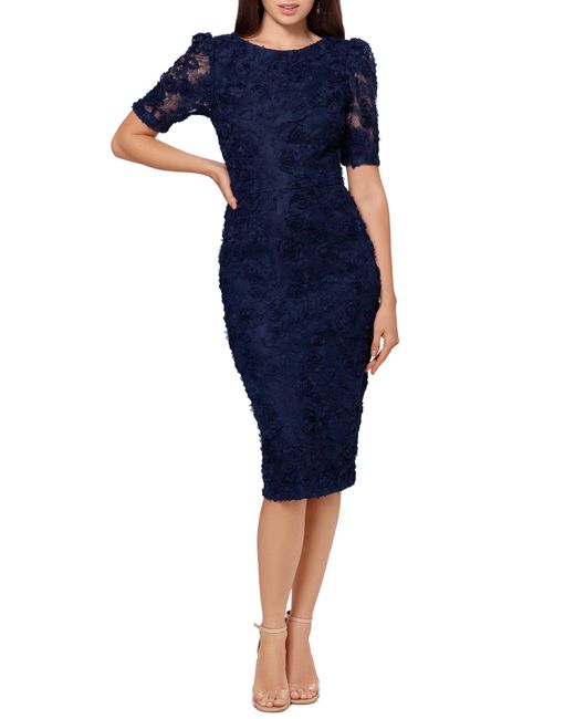 Xscape Raised Flower Sheath Dress in Blue Lyst