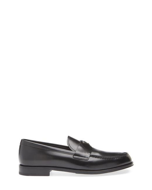 Prada Gray Triangle Logo Loafer for men
