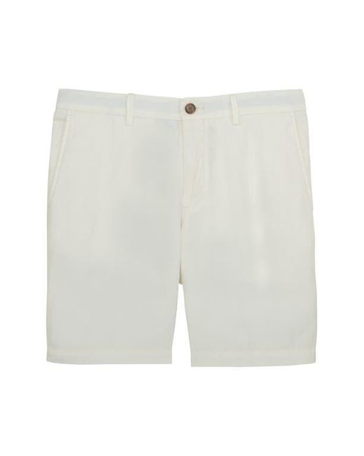 Scott Barber White Flat Front Shorts for men