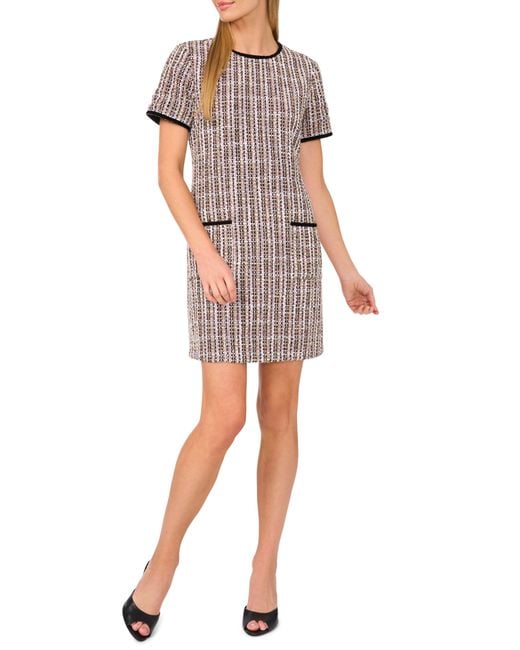Cece Multicolor Tweed Shift Minidress