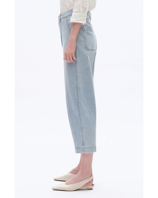 Bayeas Blue Utility Super High Waist Crop Barrel Jeans