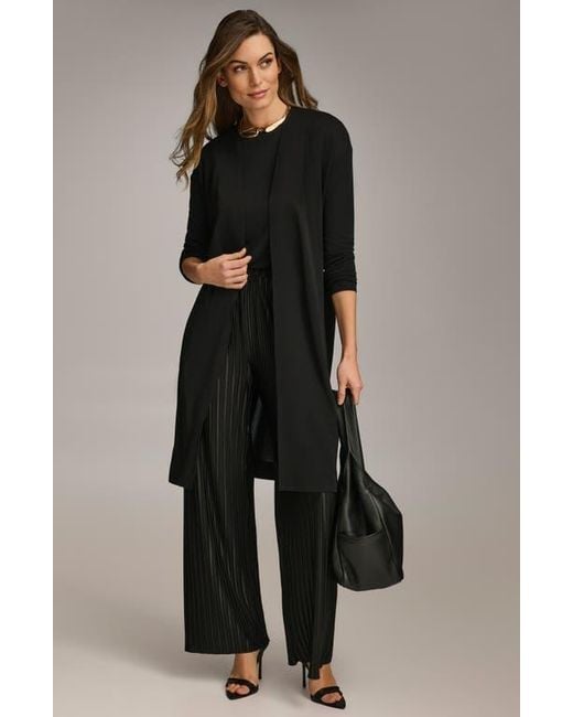 Donna Karan Black Tie Waist Long Cardigan