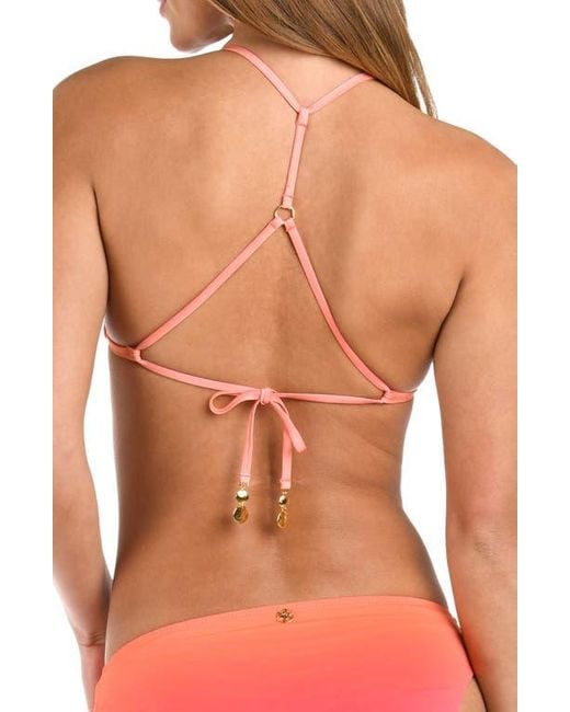 Sunshine 79 Red Ombré Illusions Ruched Triangle Bikini Top