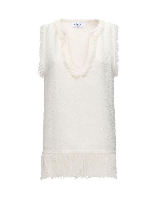 Callas Milano White Comporta Fringe Top
