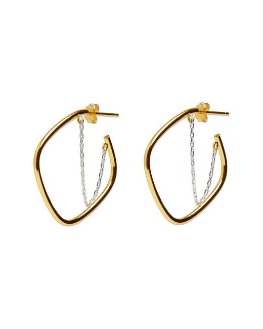 Argento Vivo Sterling Silver Multicolor Square Chain Hoop Earrings