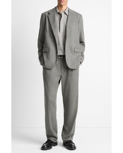 Vince Gray Double Pleated Heathered Wool Blend Flannel Suit Pants for men