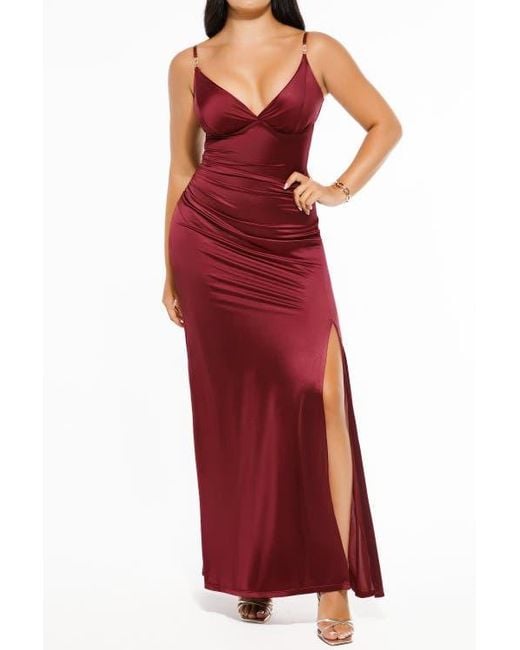 Popilush Shapewear Satin Deep-V Front Slit Maxi Date Night Shapewear Dress in Red | Lyst Popilush Shapewear Satin Deep-V Front Slit Maxi Date Night Shapewear Dress in Red | Lyst