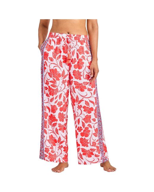 Tommy Bahama Red Fiori Border Cover-Up Drawstring Pants