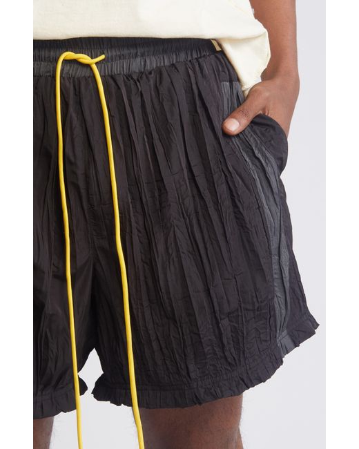 DIET STARTS MONDAY Black Crinkled Drawstring Shorts for men