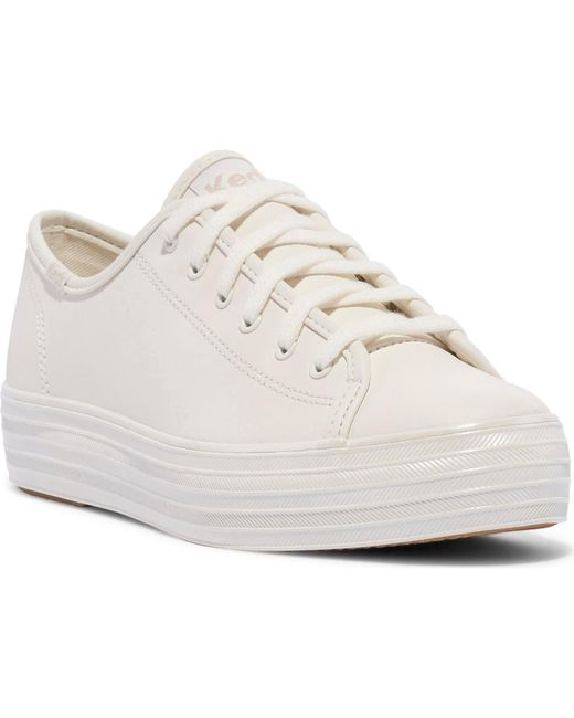 Keds Tenis De Lona Triple Kick Para Mujer, Blanco/coral, 35 EU