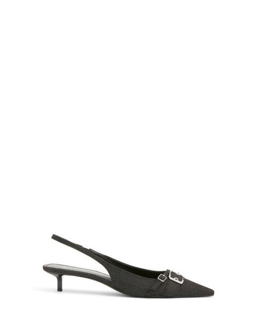 Mango Black Mecha Kitten Heel Pointed Toe Pump