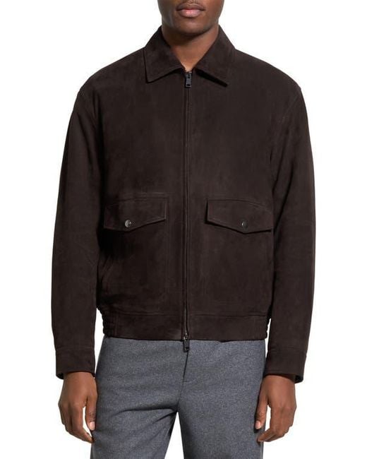 Theory Black Reece Leather Aviator Jacket for men