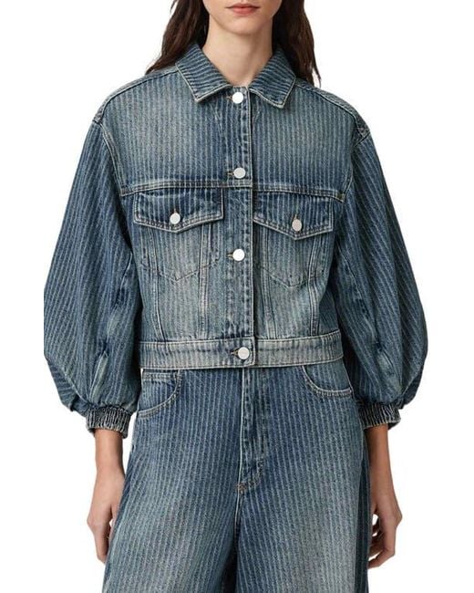 AllSaints Women's Blue Luca Stripe Denim Jacket