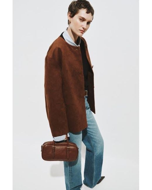 H&M Brown Collarless Jacket