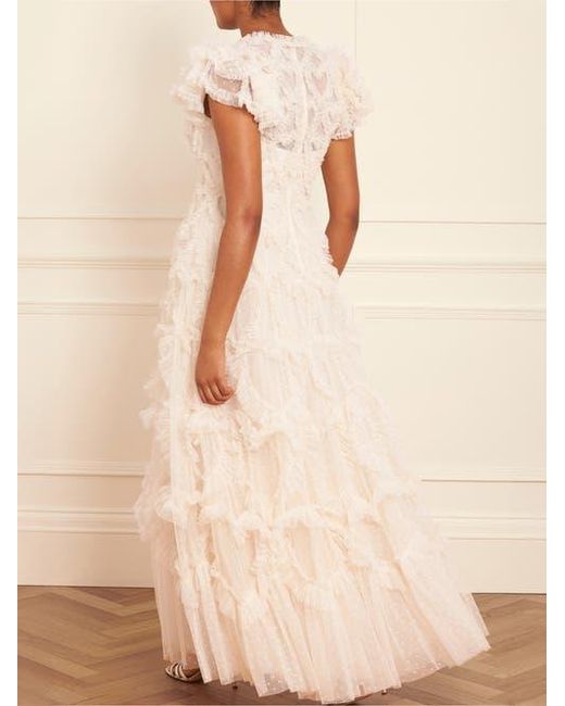 Needle & Thread Natural Amorette V-Neck Gown