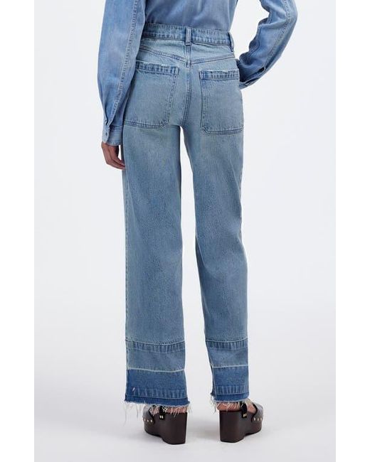 Madewell Blue The Emmett Release Hem Patch Pocket Wide Leg Jeans