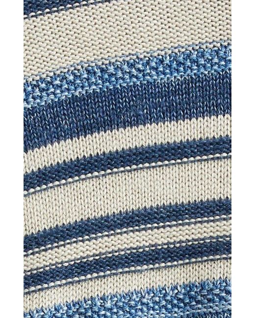 Ralph Lauren Blue Stripe Cotton & Linen Cardigan for men