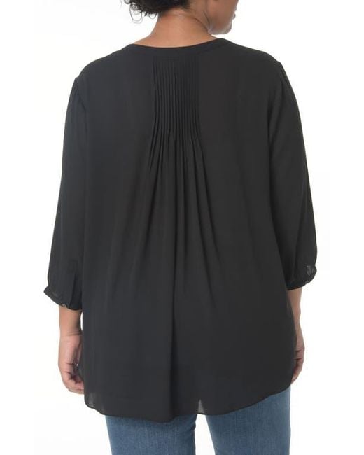 NYDJ Black Semisheer Pintuck Blouse