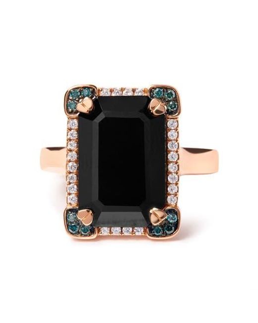 Haus of Brilliance Black 14K Onyx & 1/5 Ct Diamond Halo Cocktail Ring