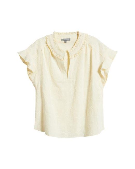 Wit & Wisdom White Embroidered Split Neck Top