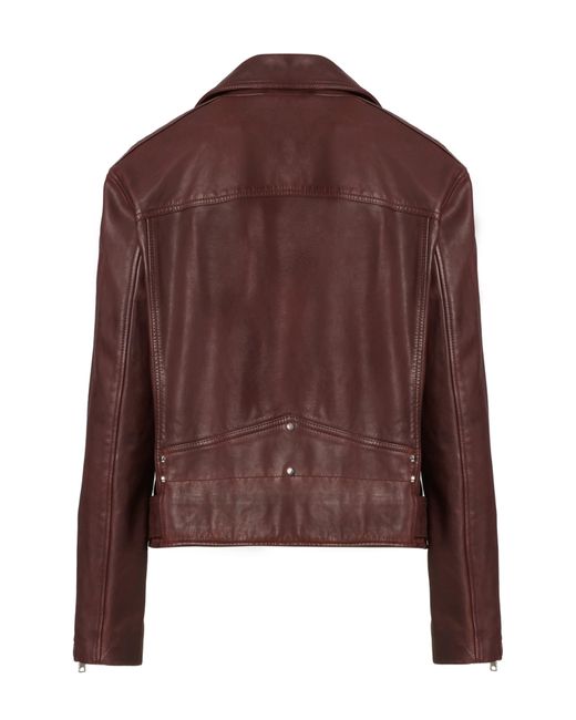 AllSaints Brown Luna Lambskin Leather Biker Jacket