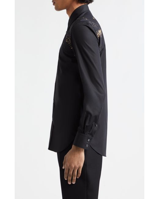 Alexander McQueen Black Harness Fold Print Cotton Poplin Button-up Shirt for men