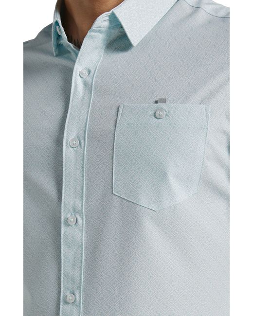 7 Diamonds Blue Leven Short Sleeve Button-up Shirt for men