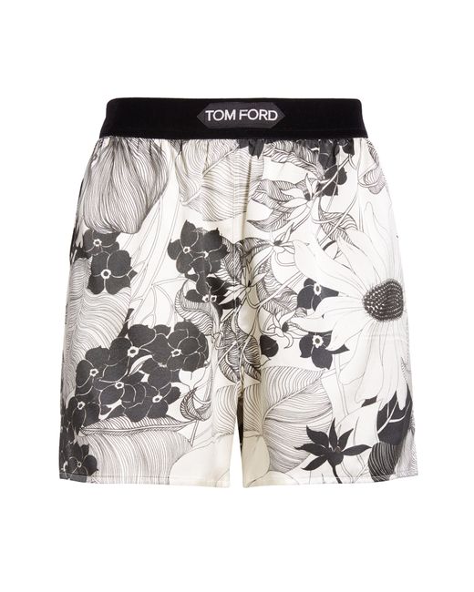 Tom Ford Multicolor Floral Print Silk Stretch Satin Pajama Shorts