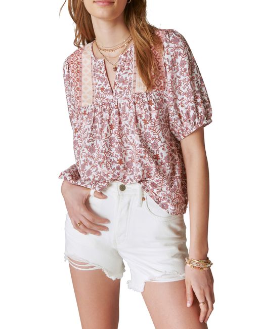 Lucky Brand Floral Peasant Blouse in Red Lyst