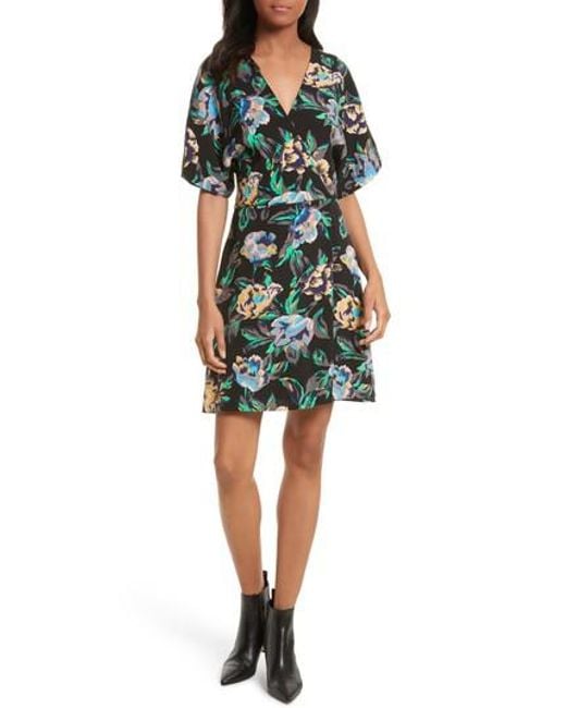 Diane von furstenberg Floral Faux Wrap Dress in Black