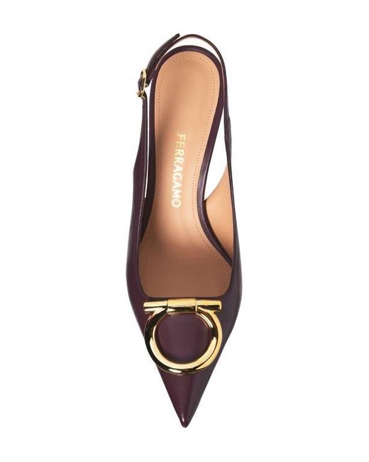 Ferragamo Brown Sara Pointed Toe Slingback Pump