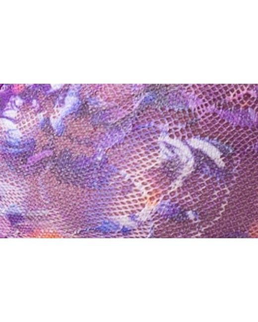 Curvy Couture Purple Print Underwire Unlined Bra