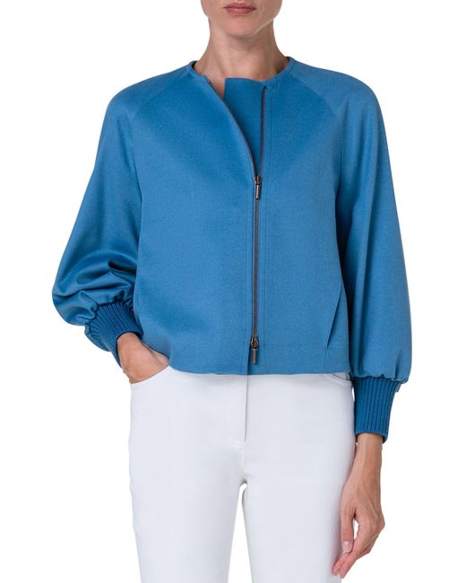 Akris Punto Blue Virgin Wool & Cashmere Jacket