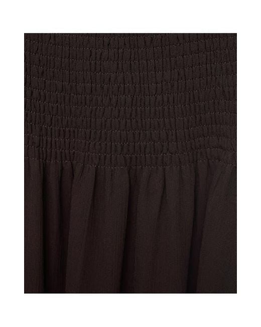 Mango Black Asymmetric Smocked One-Shoulder Midi Dress